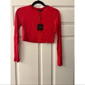 JLUXBASIX Red Marcia Smooth Crop Top